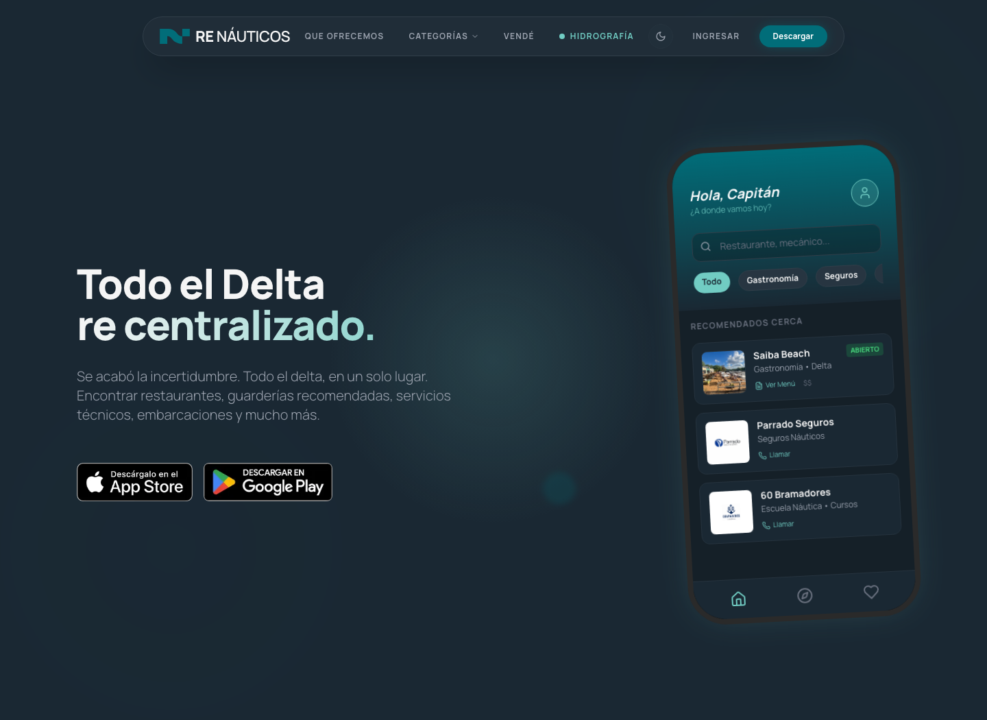 Renáuticos website on desktop
